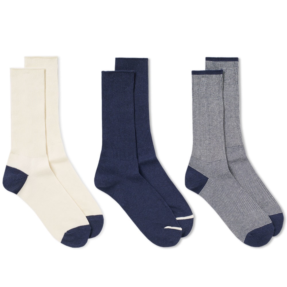 Anonymous Ism — American Rib Crew Sock, 3-Pack - Navy