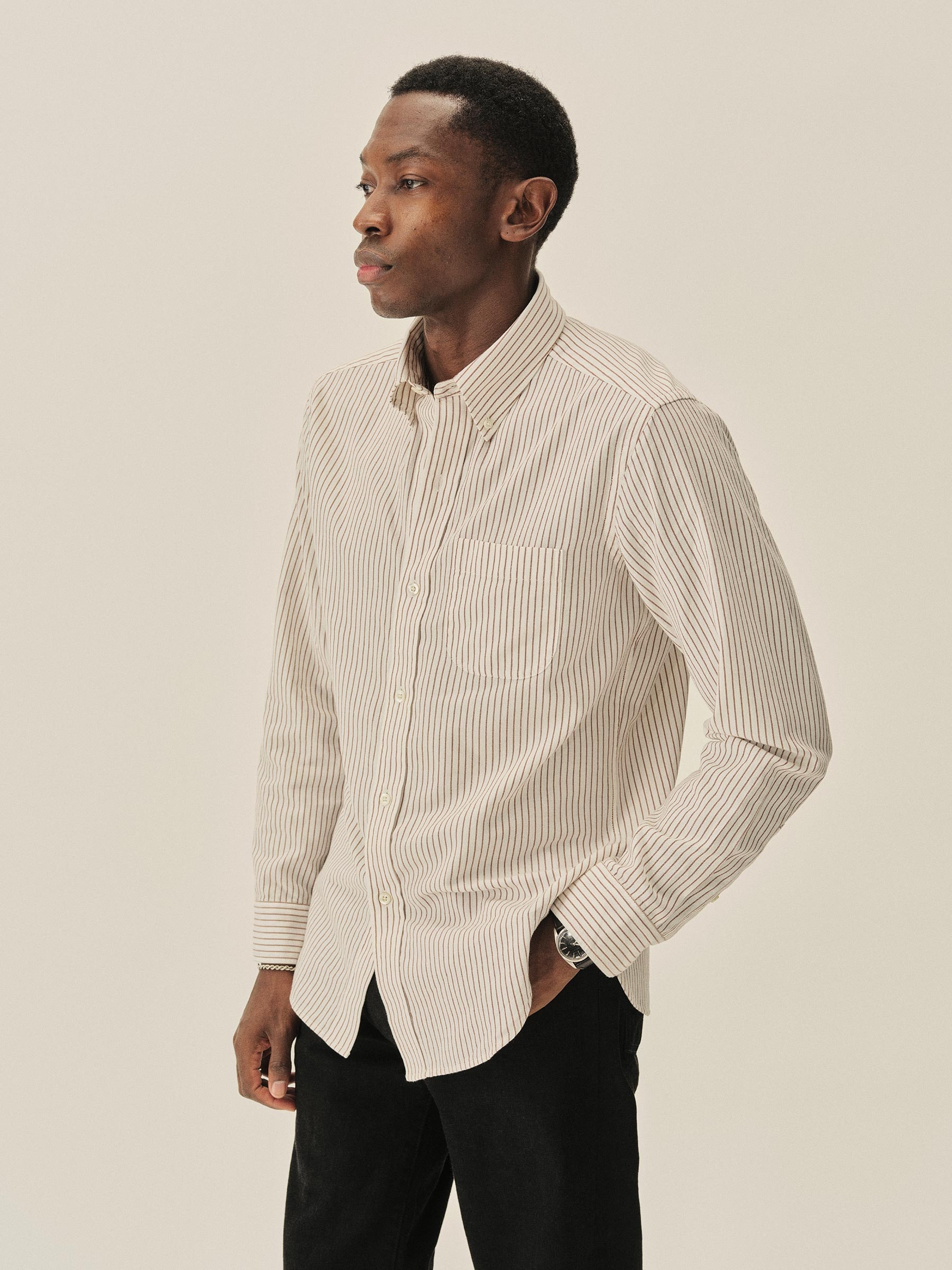 Buck Mason — Canyon Lane Stripe California Oxford BD Shirt — view 4