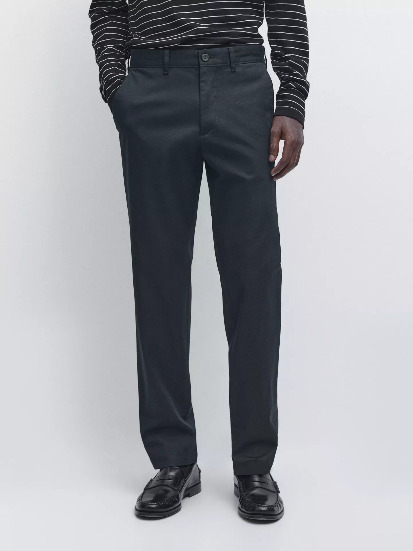 Massimo Dutti — Cotton Blend Slim Fit Pants — view 2