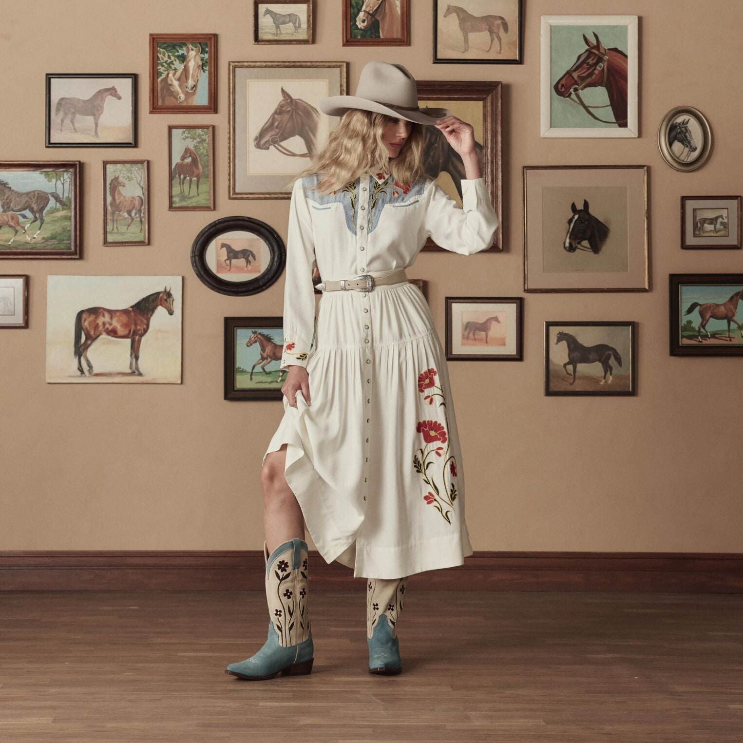 Stetson — Suede Floral Cowboy Boot — view 2